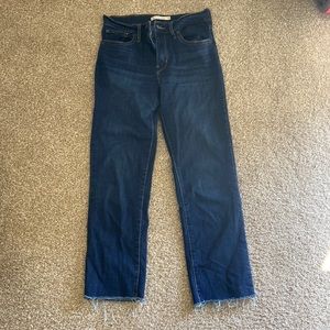 Levi’s high rise straight dark wash blue jeans 27